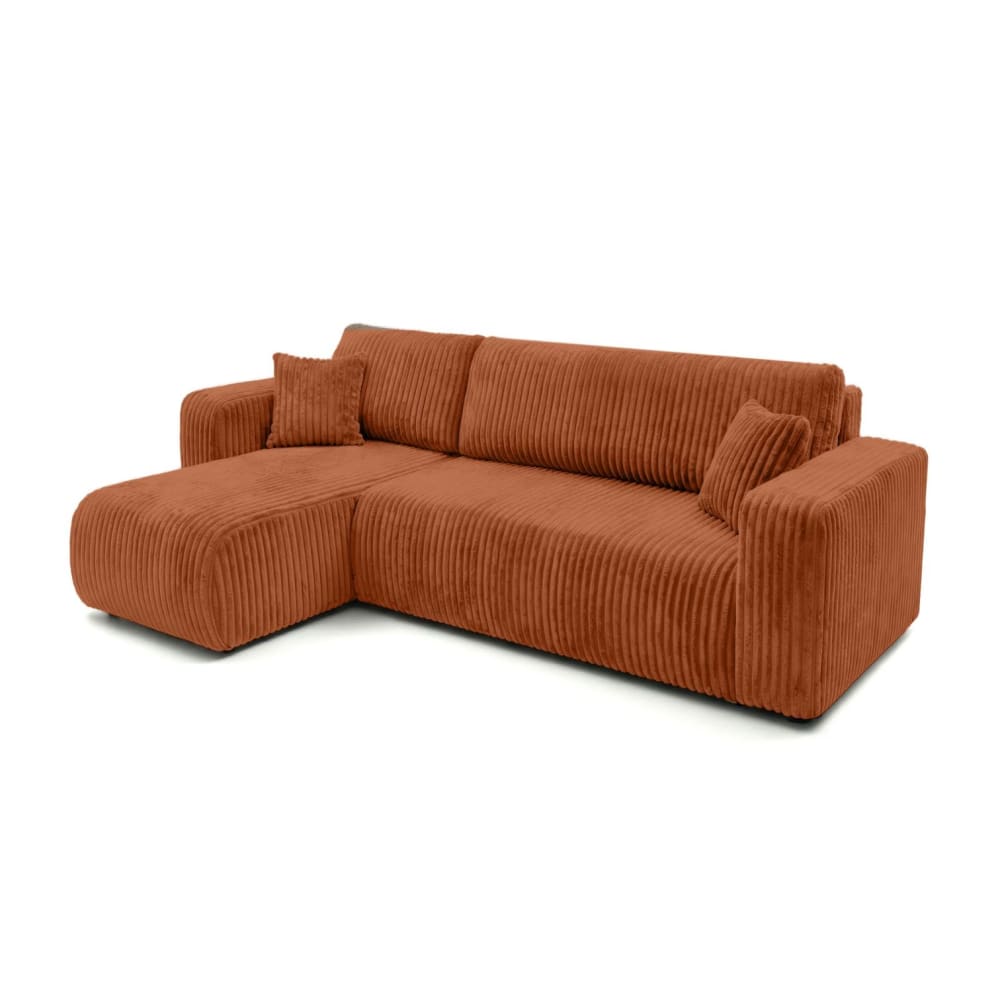 Canapé d'angle conv et révers 4p ALYA velours cotelé épais terracotta