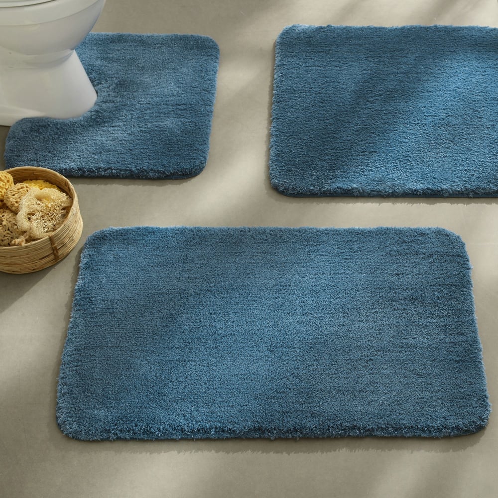 Tapis de bain en polyester 1150 g/m² bleu tempête 60x100cm — vue 3