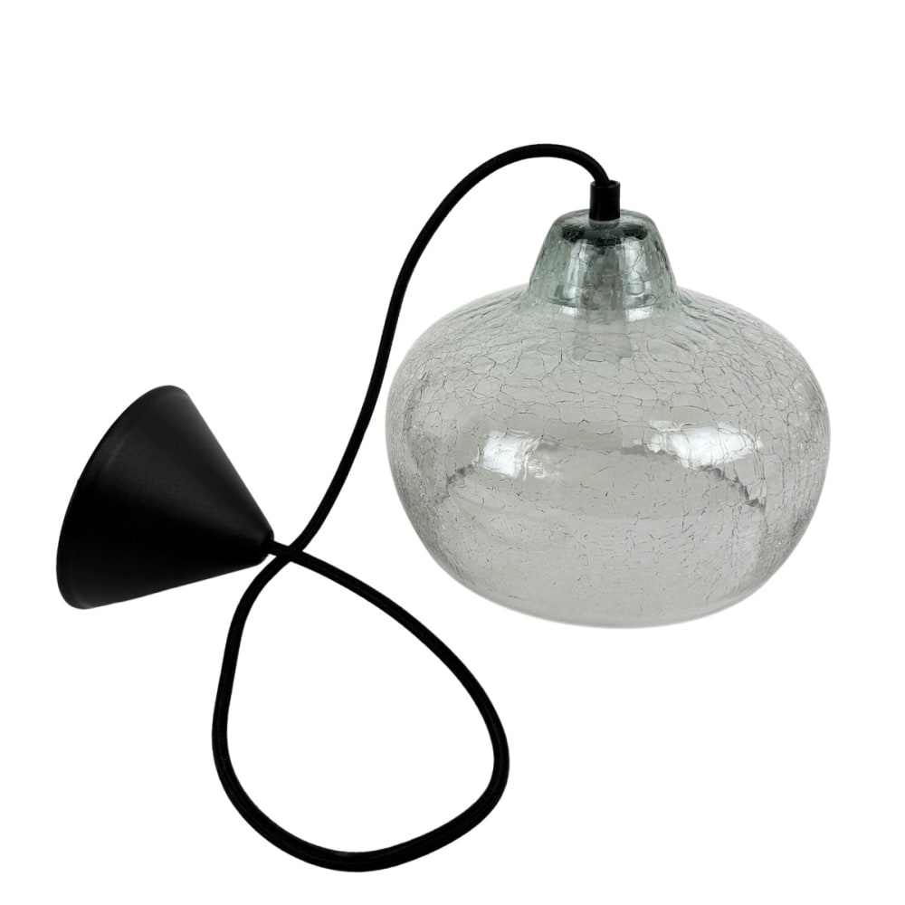 Suspension en verre soufflé craquelé fumé, d.21cm — vue 4