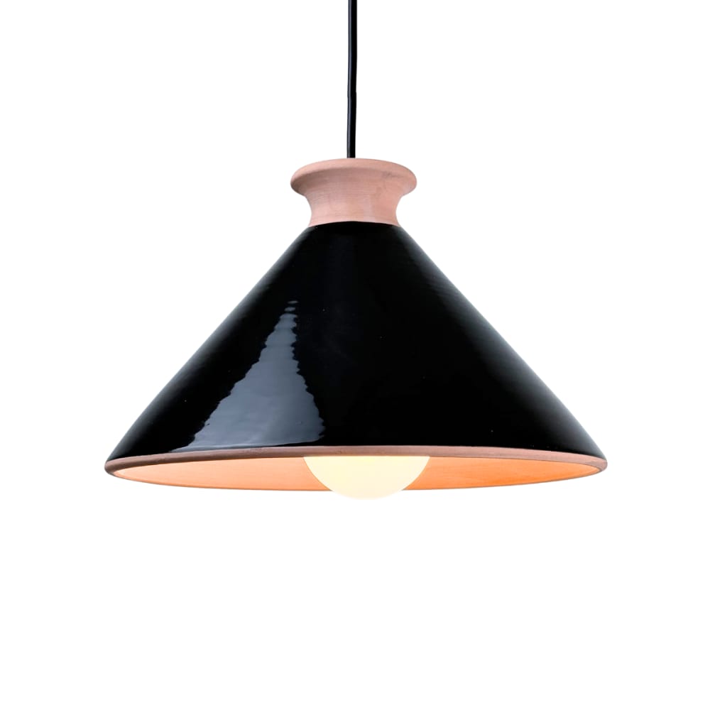 Suspension en terre cuite émaillée noir D.29cm