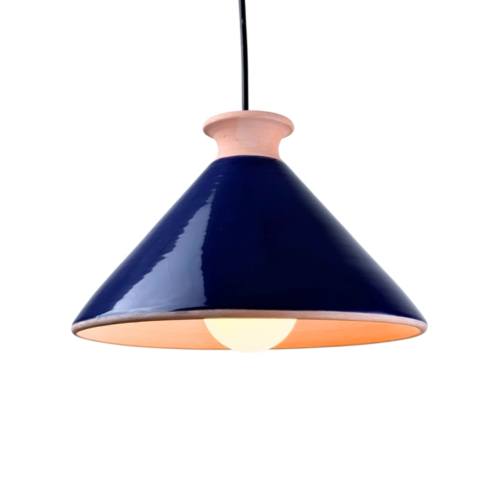 Suspension en terre cuite émaillée bleu D.29cm
