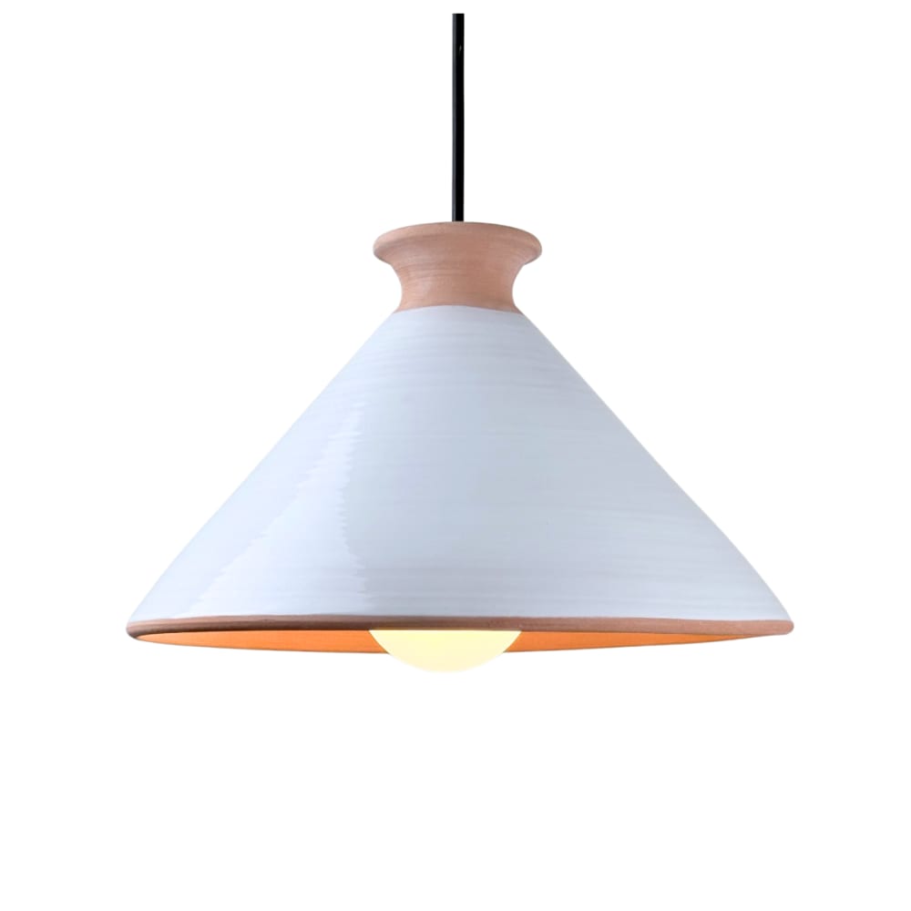 Suspension en terre cuite émaillée blanc D.29cm