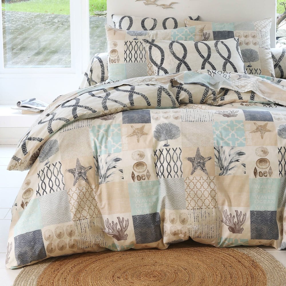 Housse de couette en coton beige 140x200cm