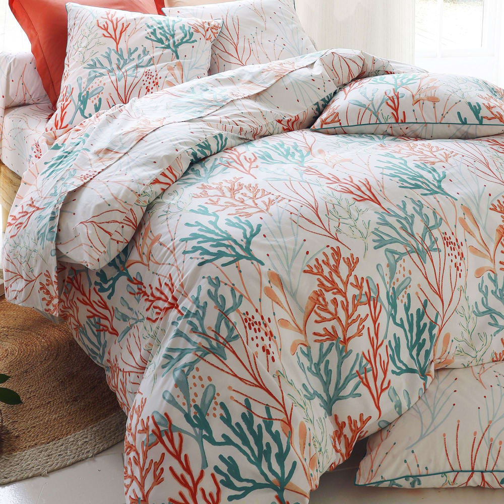 Housse de couette en coton orange corail 240x220cm — vue 3