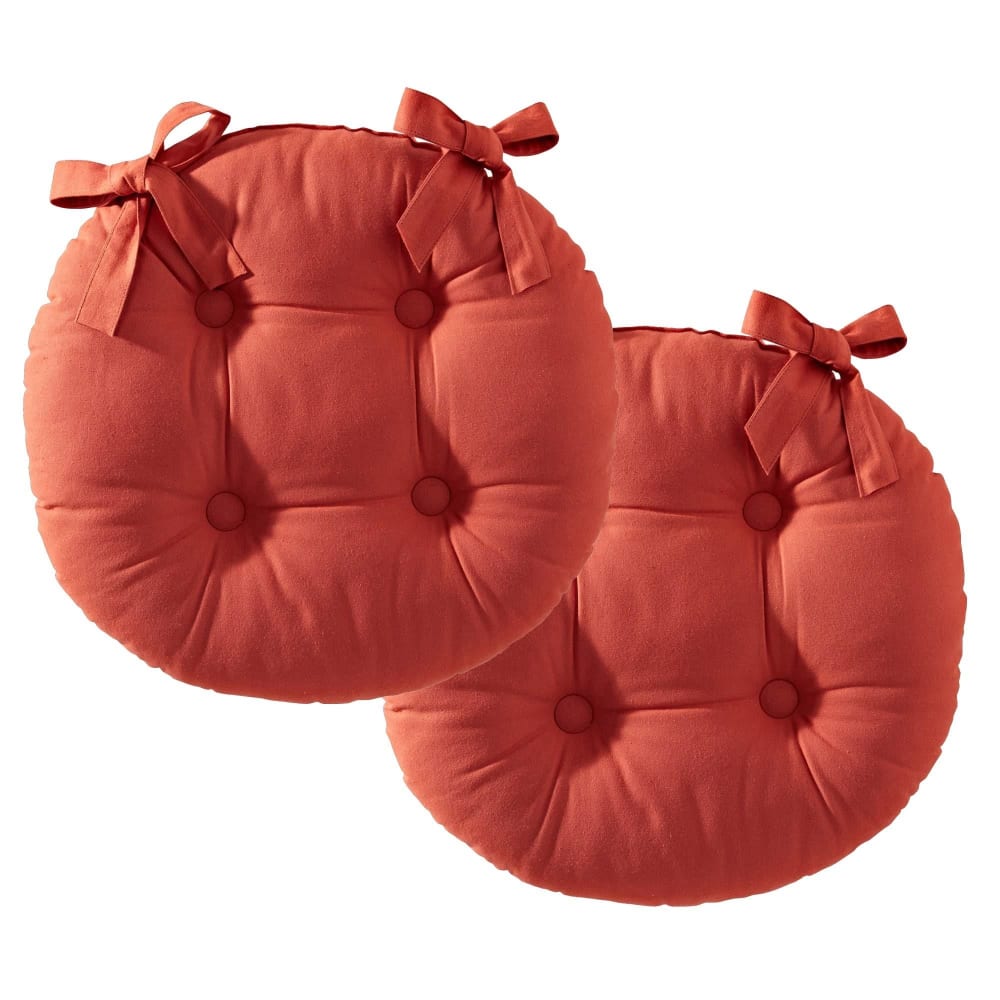 Lot de 2 galettes en coton rouge tomette ronde