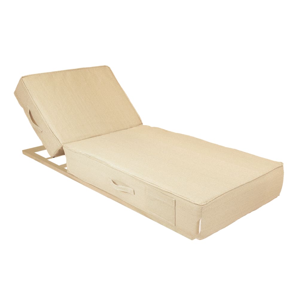 Lit bain de soleil 1 place avec structure alluminium beige