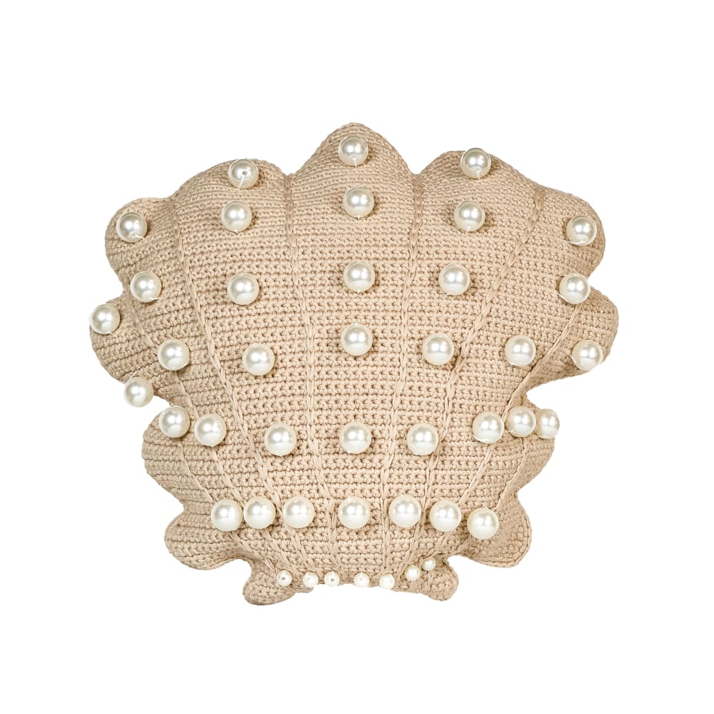 MX HOME Gehäkeltes Muschel-Kissen, Innenbereich, Beige style seaside Beige Pes - Polyester