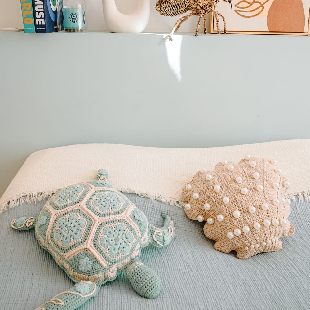 Gehäkeltes Muschel-Kissen, Innenbereich, Beige - Maisons Du Monde