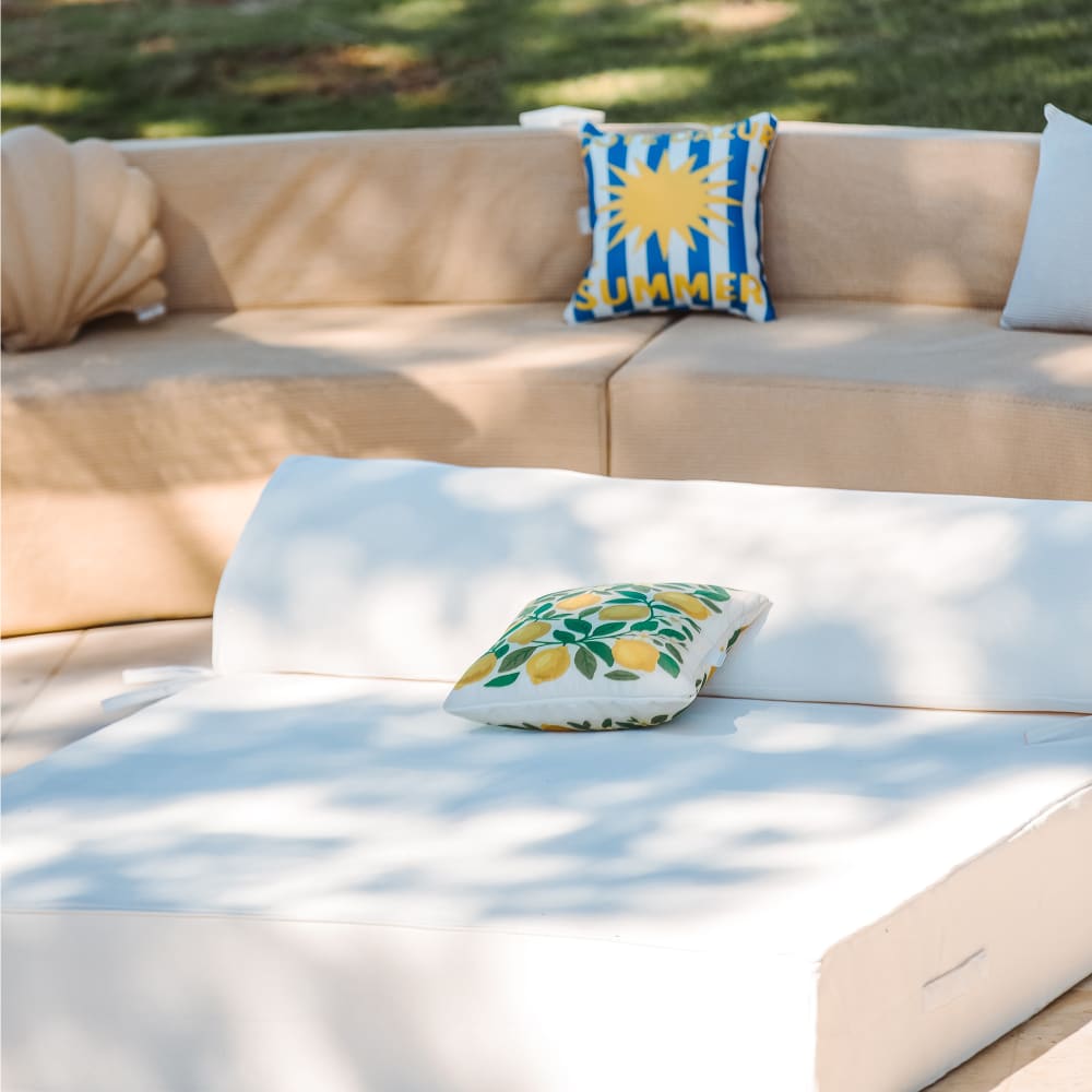 Lit bain de soleil 2 places - Blanc raphia