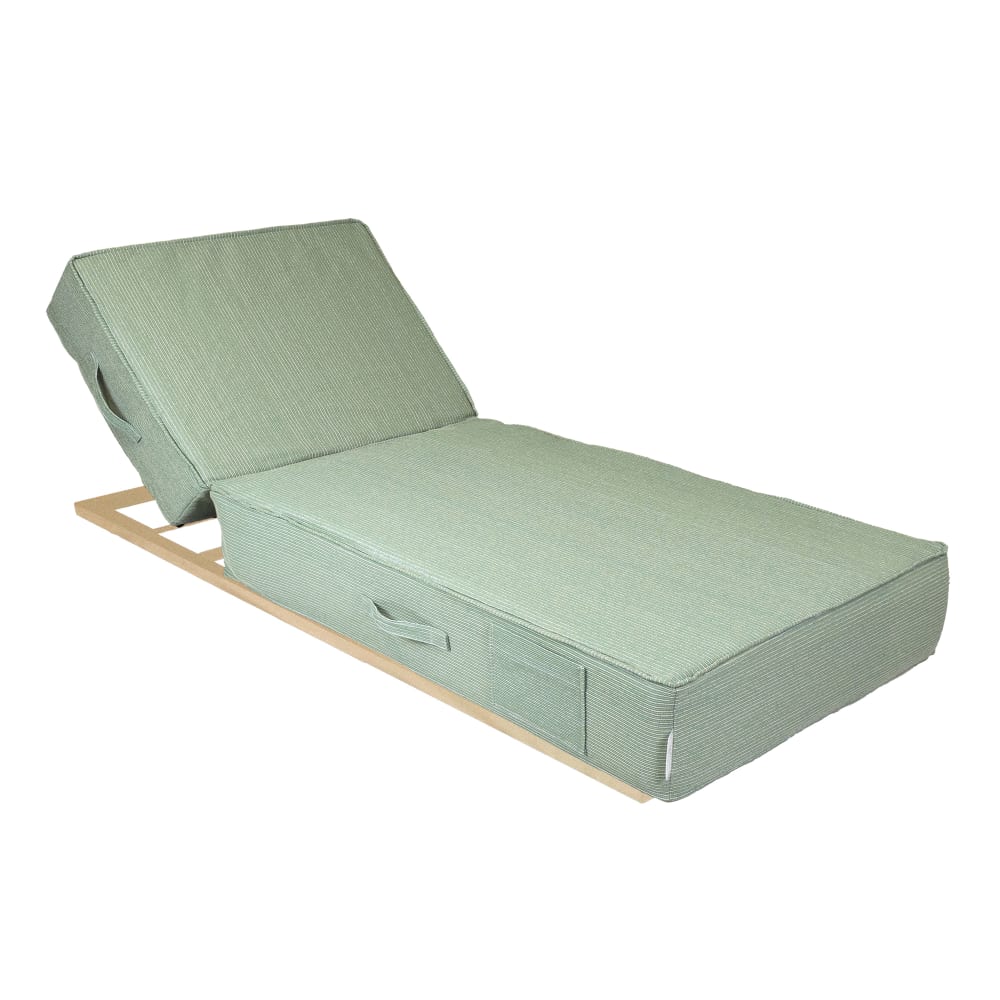 Lit bain de soleil 1 place avec structure alluminium beige