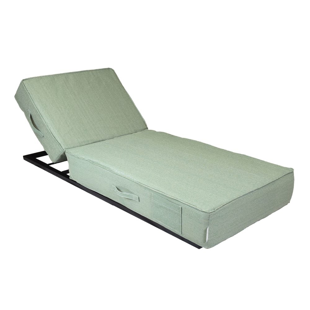 Lit bain de soleil 1 place avec structure alluminium noir