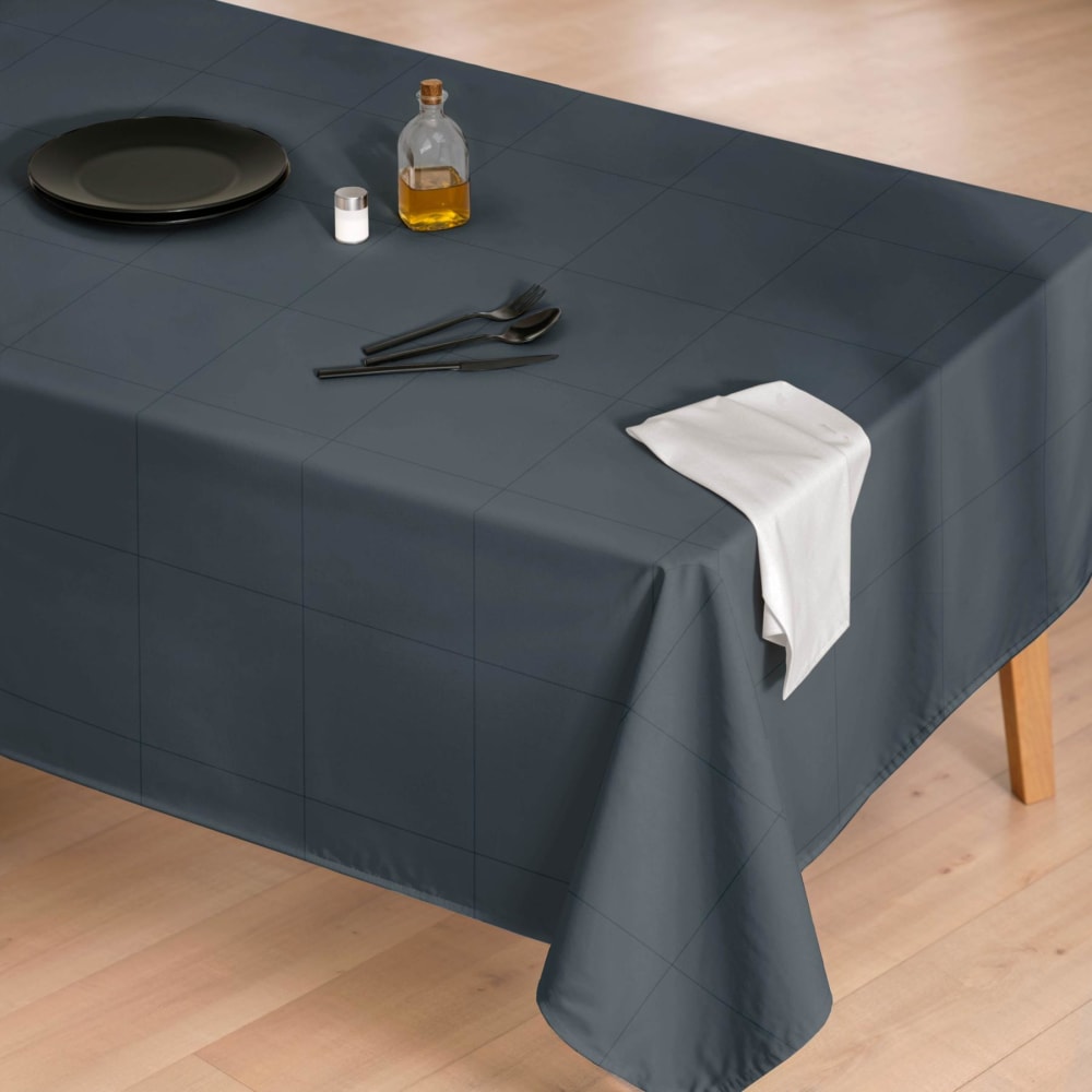 Dunkelblaue fleckabweisende Baumwoll-Tischdecke Karomuster