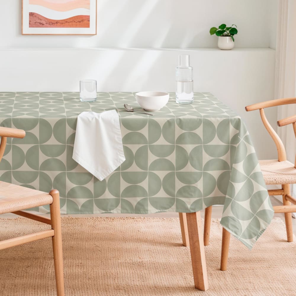 Grüne fleckabweisende Baumwoll-Tischdecke geometrisches Muster