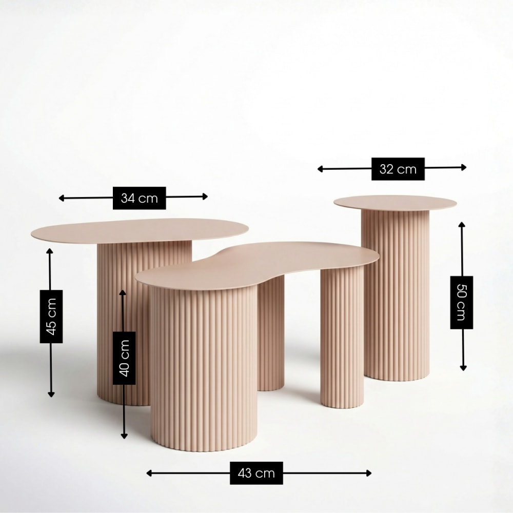 Beistelltisch Lux Hellbraun Eisen H40xB43xL80cm - Maisons Du