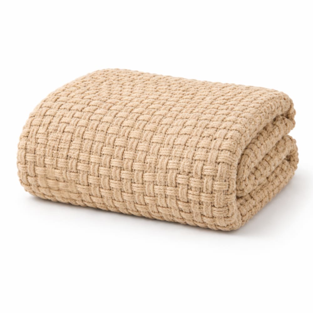 Mica Decorations Plaid Cosenza Beige Polyester H0.5xB130xL180cm Beige Pes - Polyester