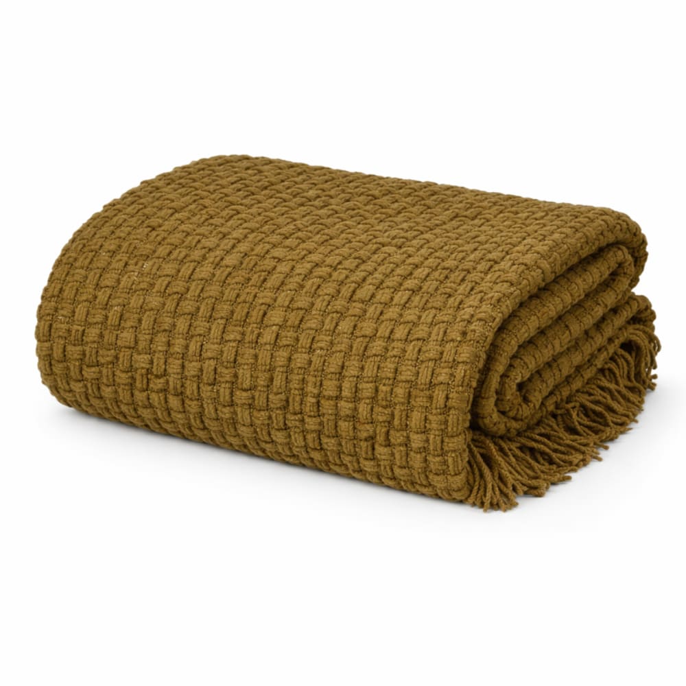 Mica Decorations Plaid Cosenza Braun Polyester H0.5xB130xL180cm Braun Pes - Polyester