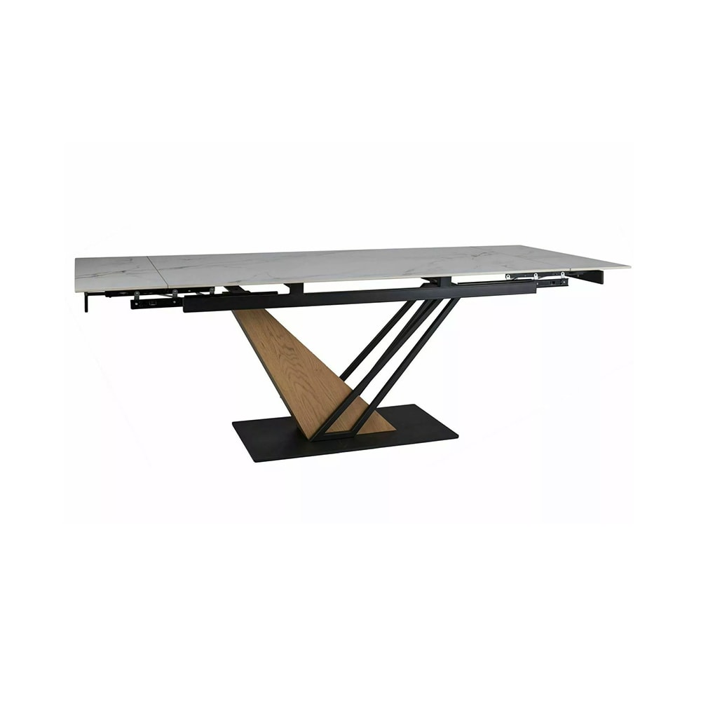 Feldmann-Wohnen Esstisch ausziehbar aus Keramik 180-240x90x75cm, weißer Marmor style modern - Keramik