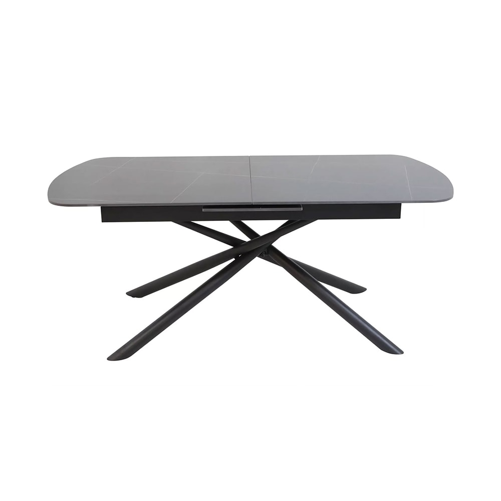 Feldmann-Wohnen Esstisch, ausziehbar, aus Metall, 160-200x90x75cm, schwarz marmor style modern - Metall