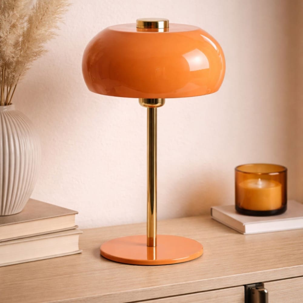 Grande lampe à poser orange et doré