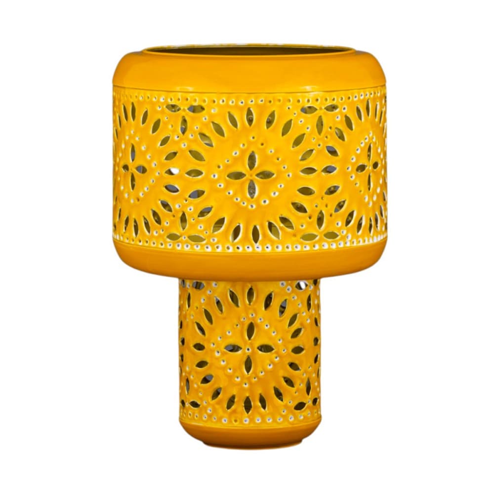 Lampe à poser métal émaillé jaune safran