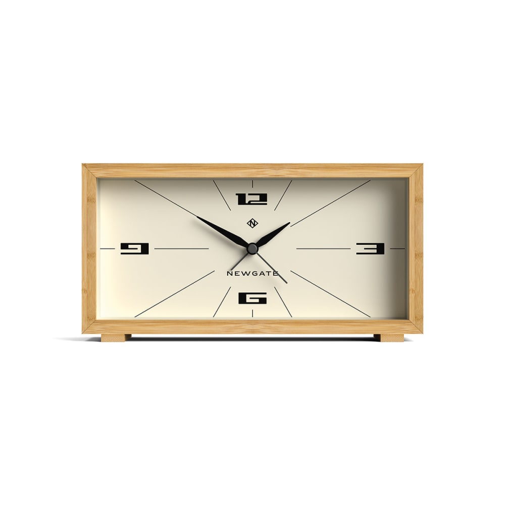 Réveil rétro rectangulaire en bambou naturel