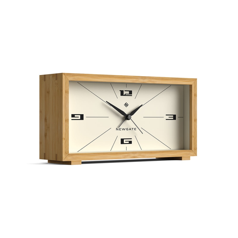 Réveil rétro rectangulaire en bambou naturel — vue 4