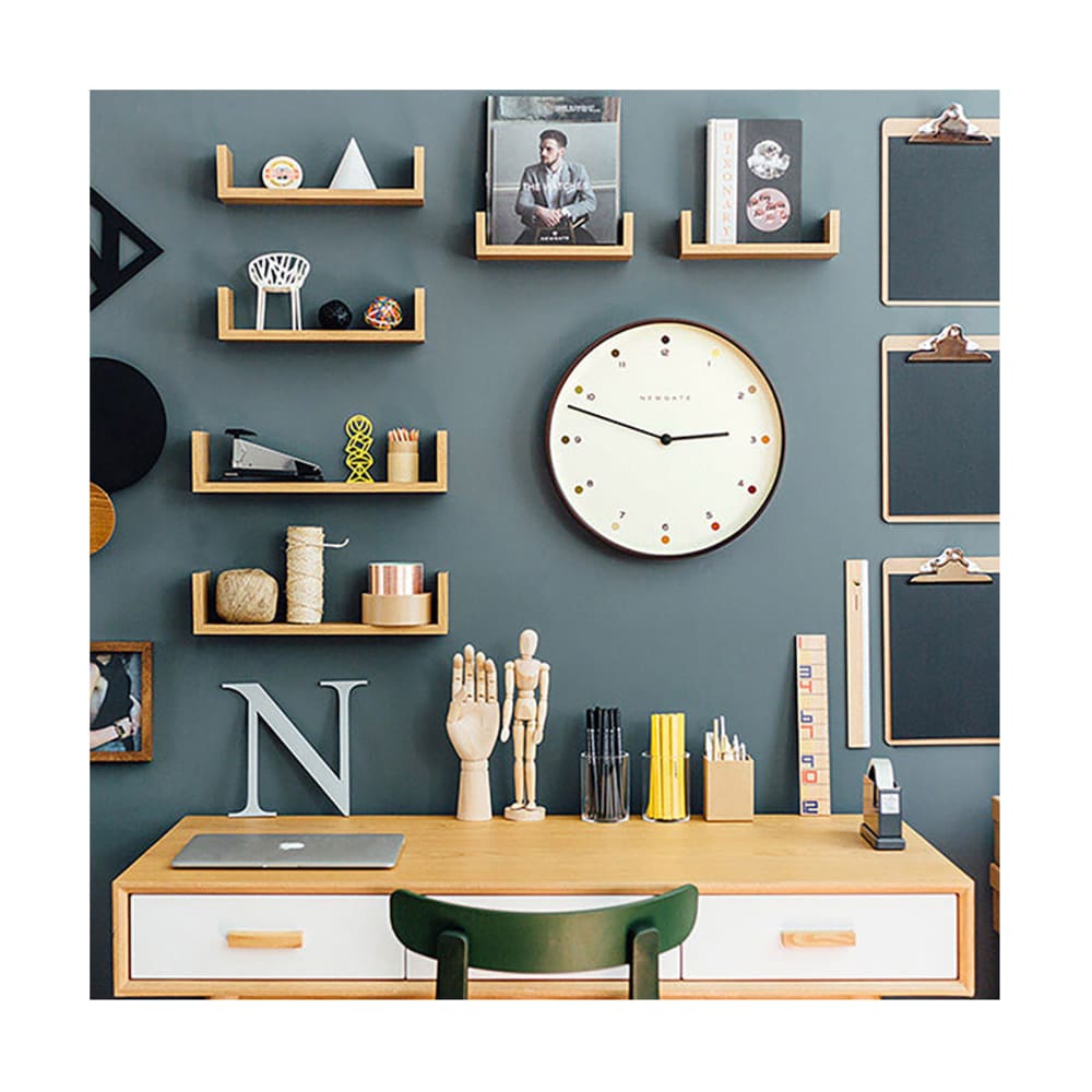Horloge mural moderne ronde en contreplaqué foncé