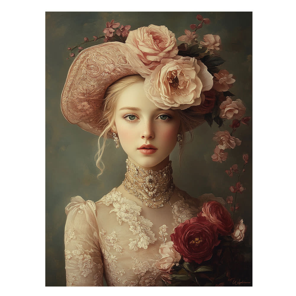 Tableau Femme avec fleurs alu-dibond multicolore 30x40 cm