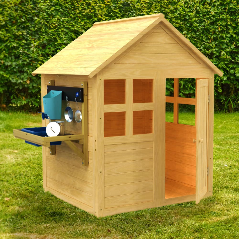 Maisonnette avec plancher et cuisine en bois marron FSC®