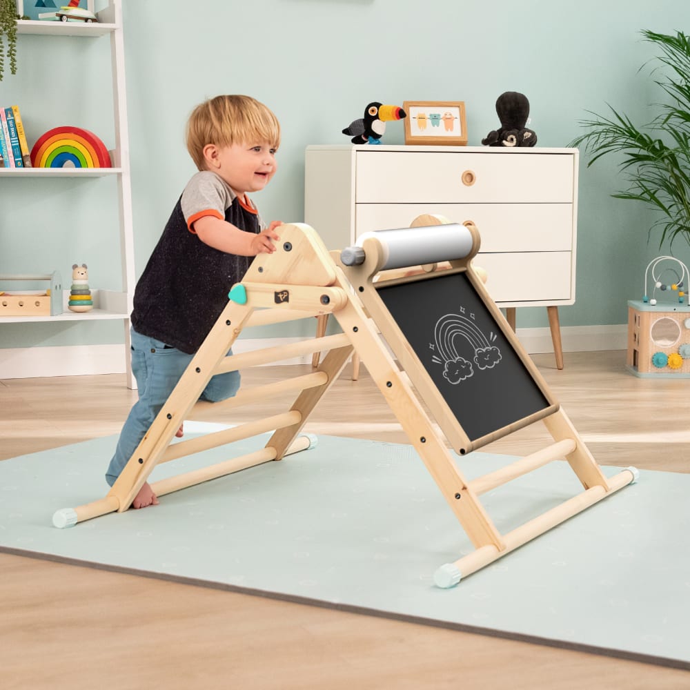 Klappbares Kletterdreieck mit Tafel Holz FSC® Braun - Maisons Du