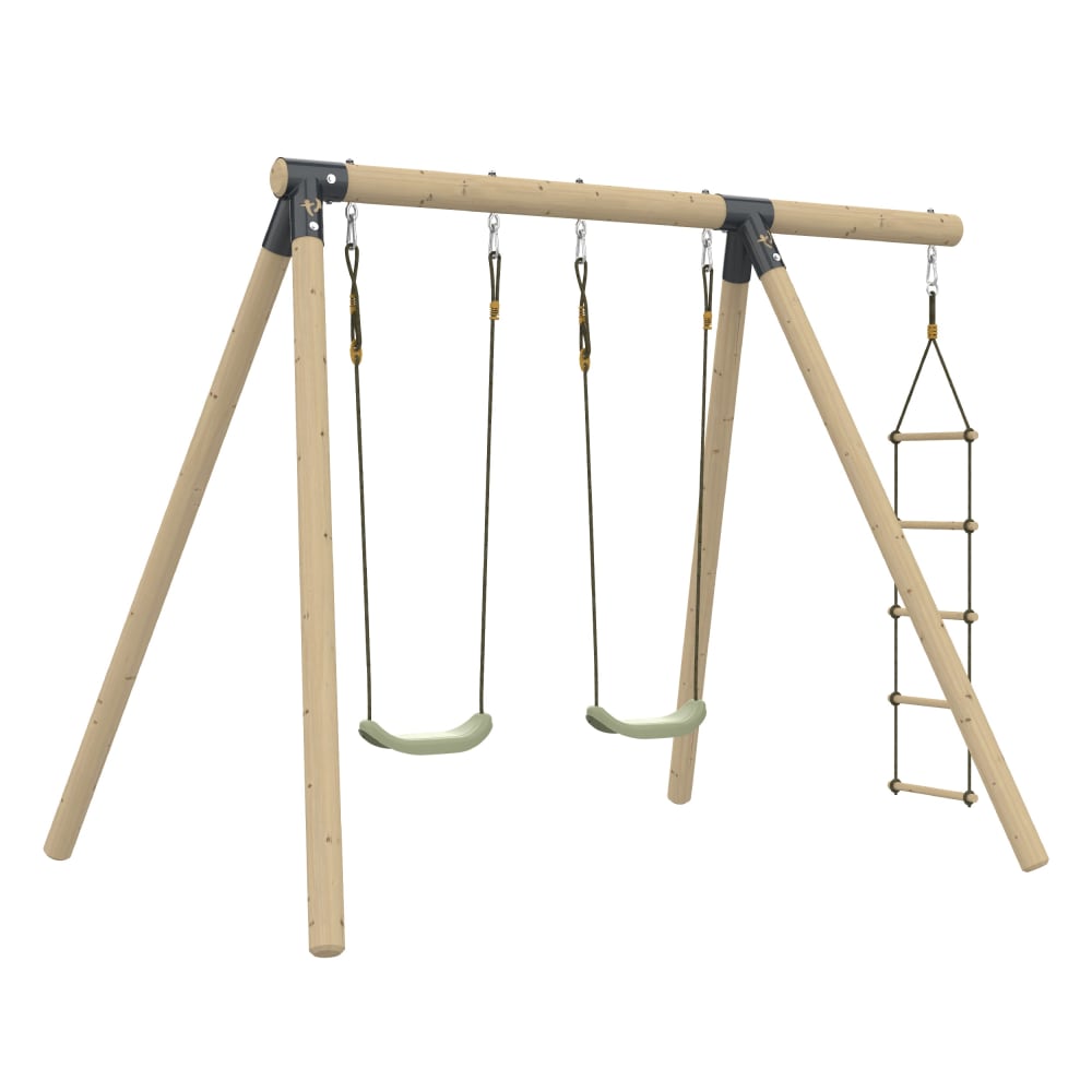 TP Toys Schaukelgestell mit 2 Schaukeln Holz H190cm Braun Braun Holz