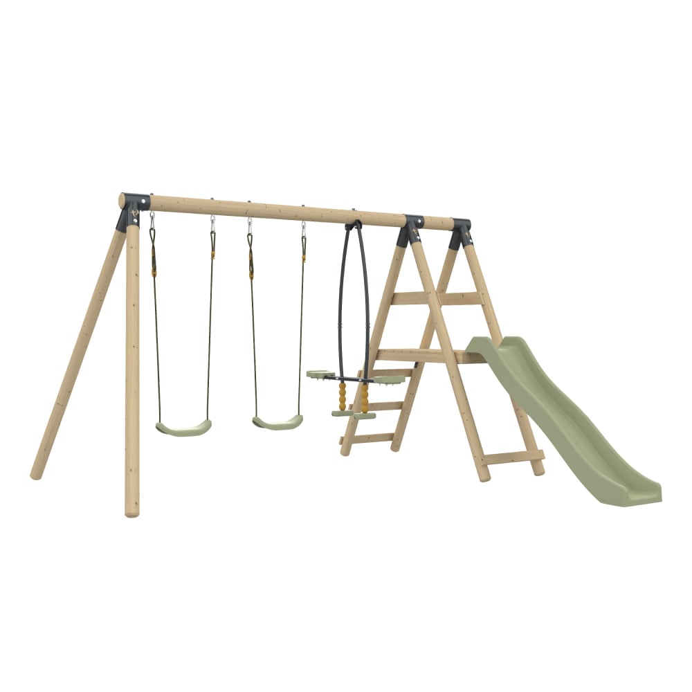 TP Toys Schaukelstation mit 2 Schaukeln und Doppelsitz Holz H190cm Braun Braun Holz