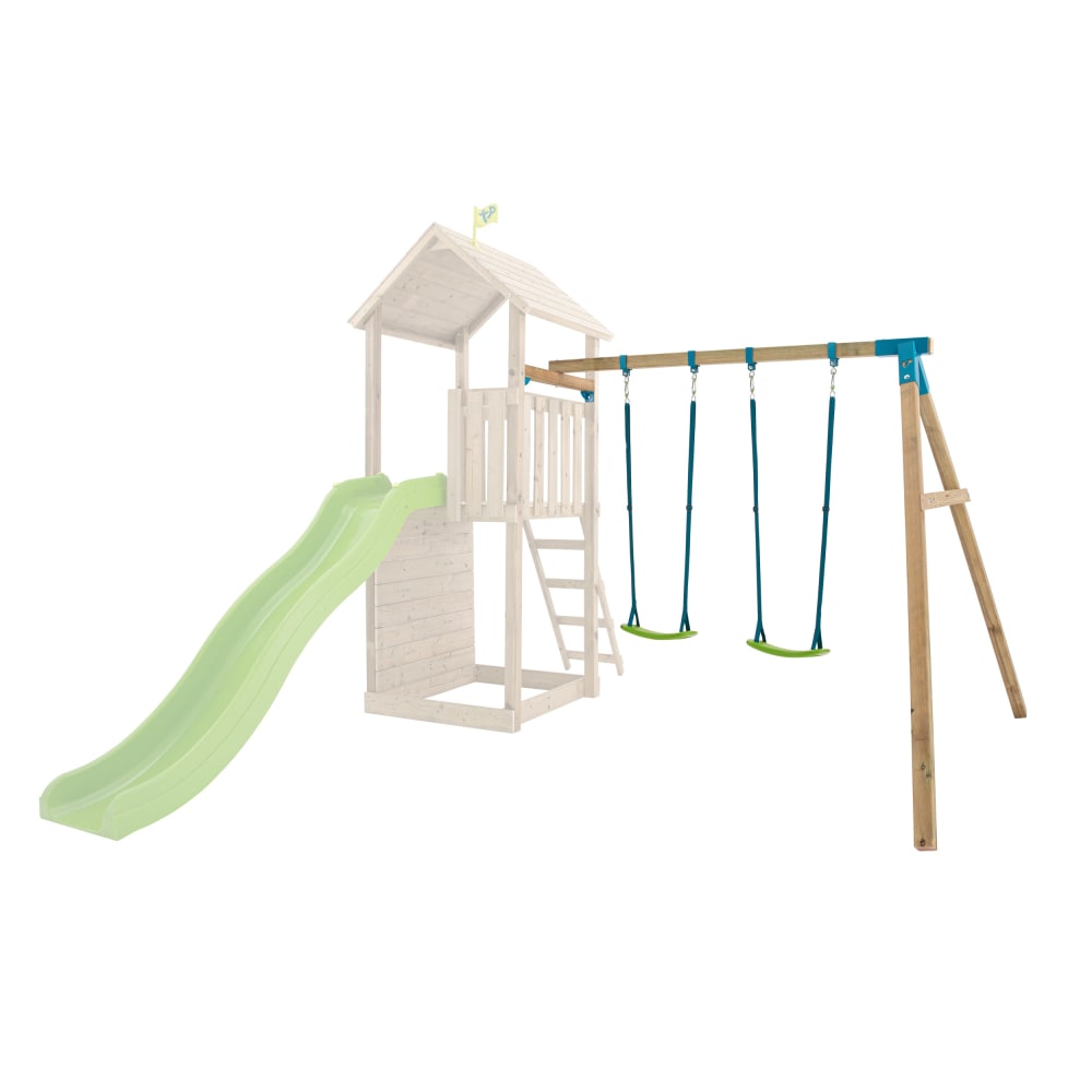 Bras de portique balançoire double avec sièges en bois marron FSC®