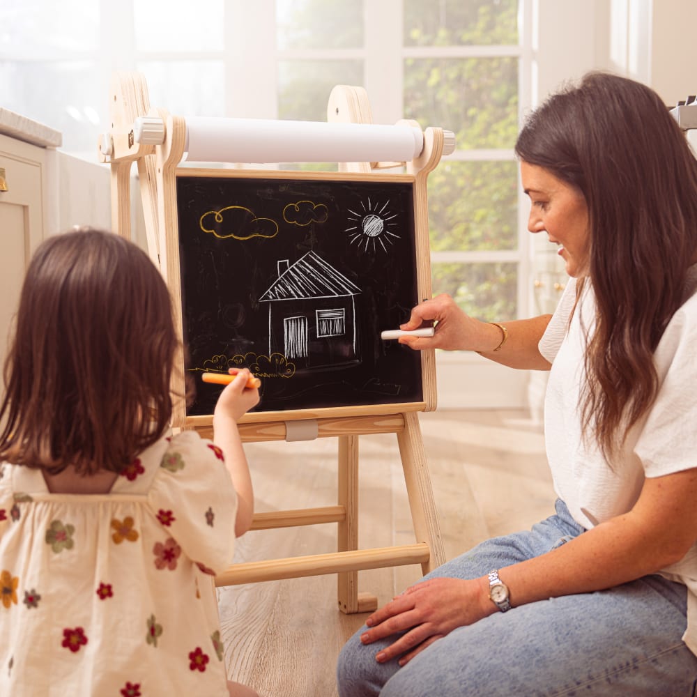 Tour d'apprentissage pliable avec tableau en bois marron fsc® (Active Tots) - Image 2