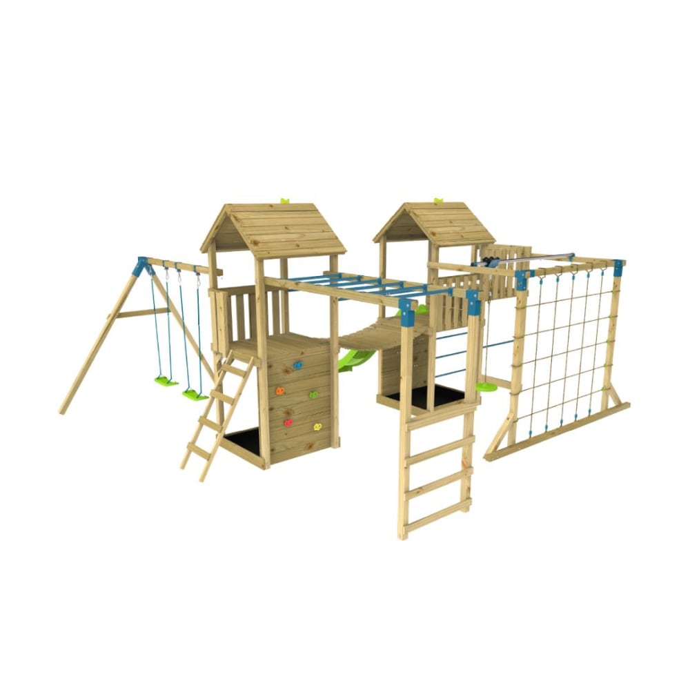 Aire de jeux XXL double tours en bois marron FSC®