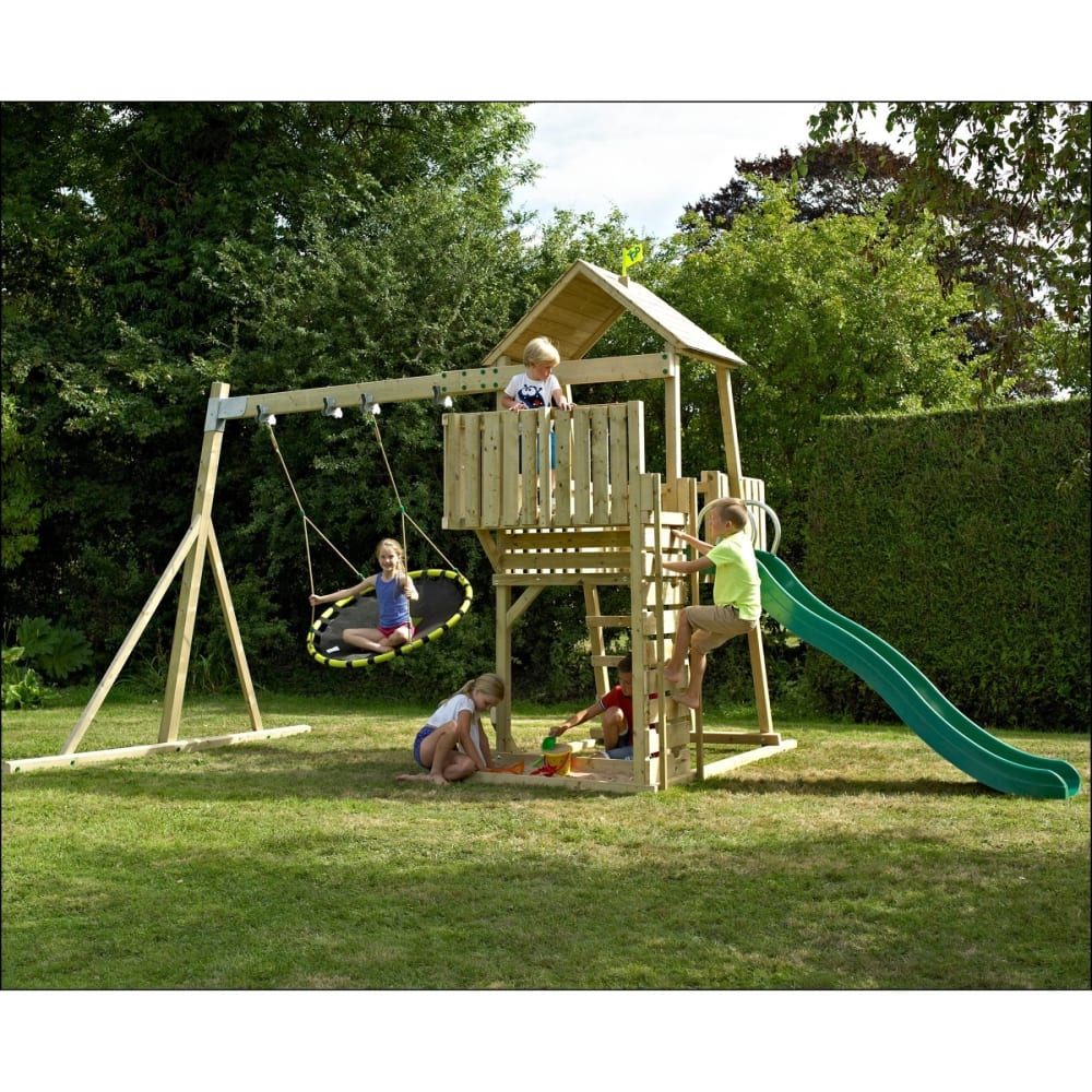 Aire de jeux balançoire nid en bois marron FSC®