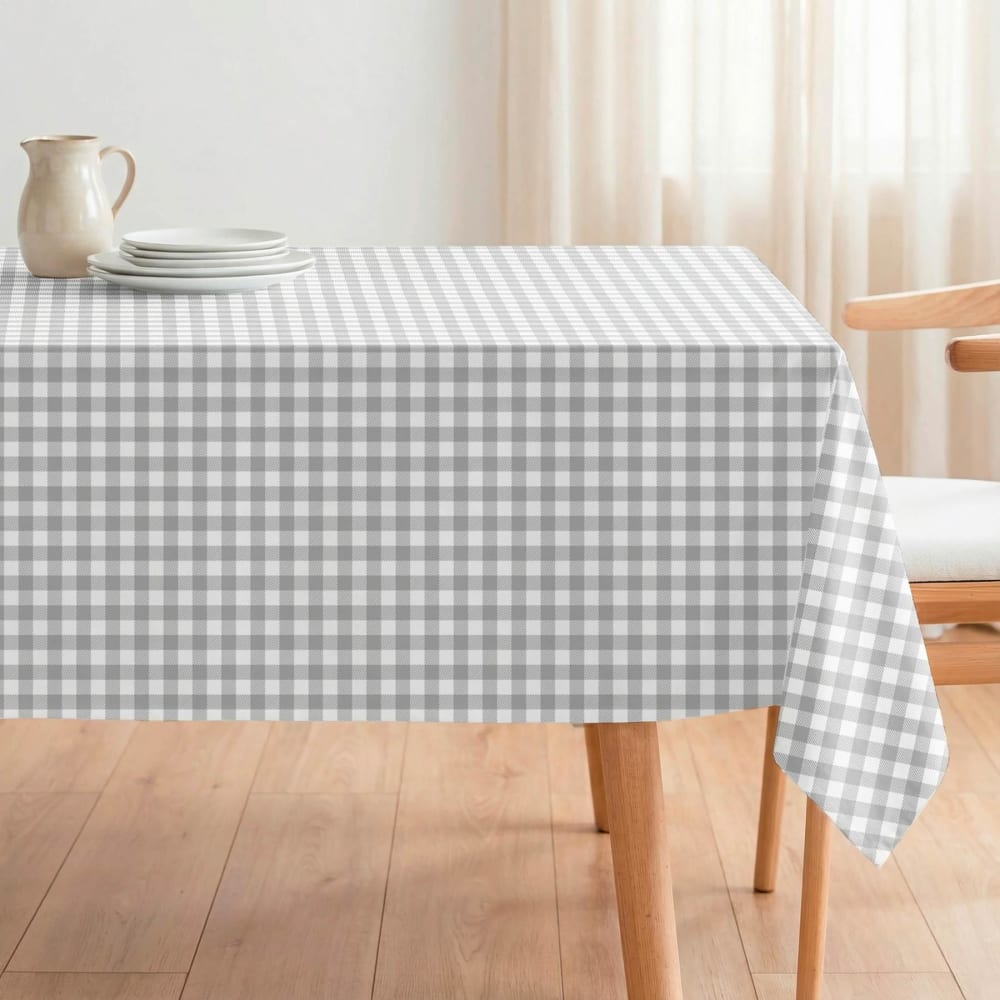 Nappe enduite à carreaux vichy gris 140x155