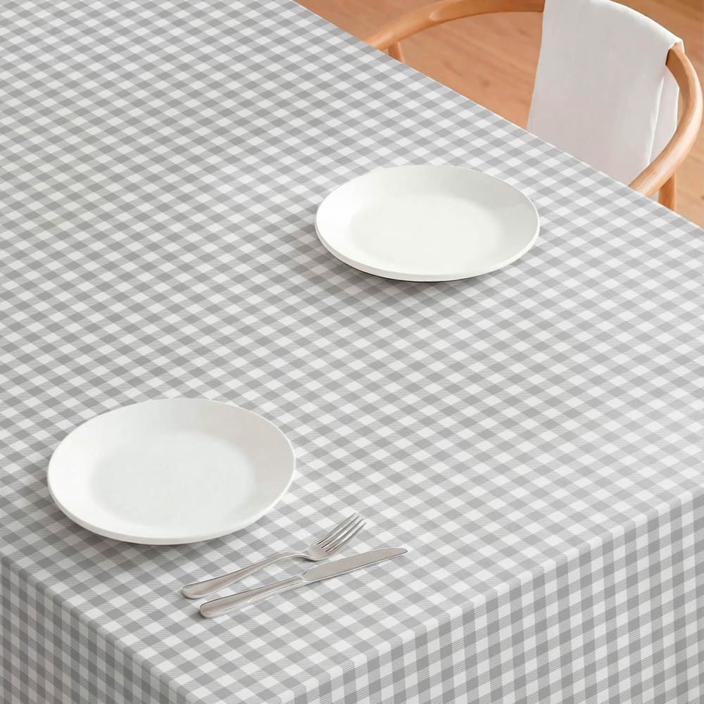 Beschichtete Tischdecke mit grauem Vichy-Karomuster 140x240 -