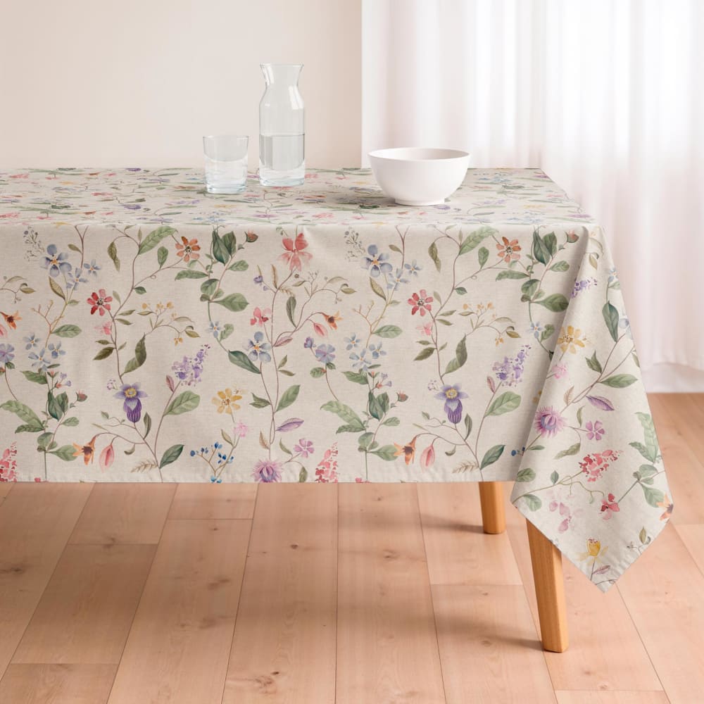 Nappe antitache en coton à fleurs 155x200