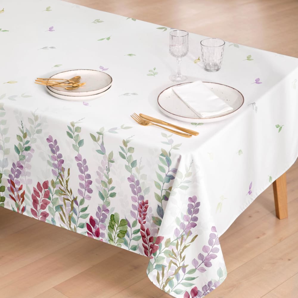 Nappe antitache en coton à branches florales 155x155