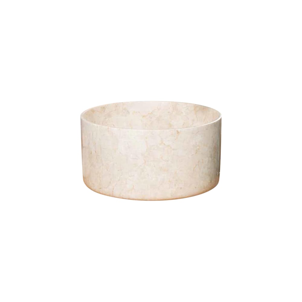 Vasque salle de bain ronde à  poser en marbre 30 cm crème