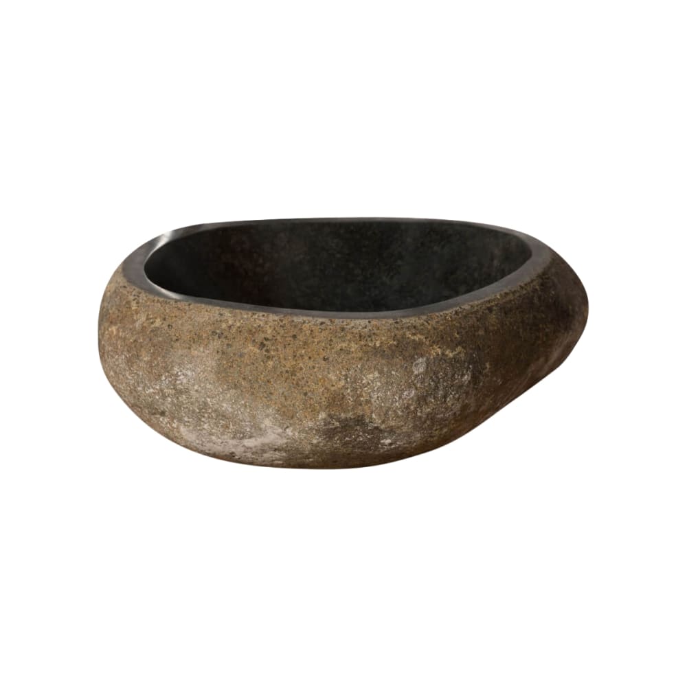 Vasque à  poser en pierre naturelle salle de bain galet 30 cm