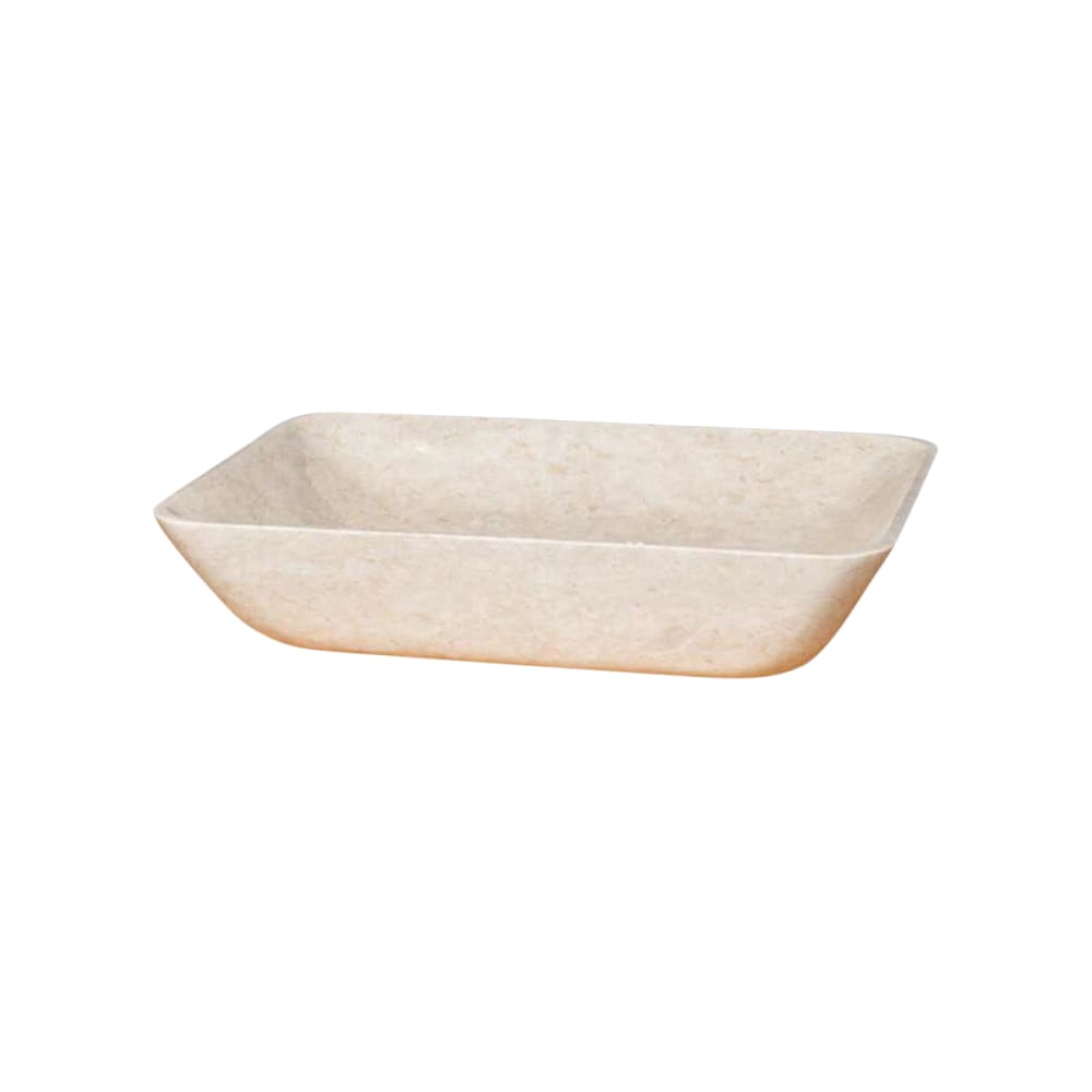 Vasque de salle de bain &agrave; poser en marbre carmen cr&egrave;me 60cm 32074