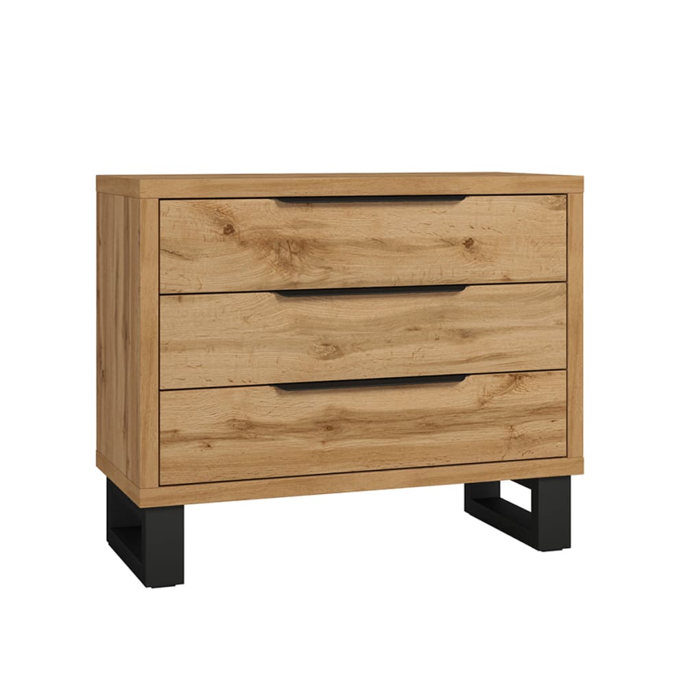 Petits meubles Kommode mit 3 Schubladen und Schwarz Laminierte Spanplatten Holz Beige Spanplatte