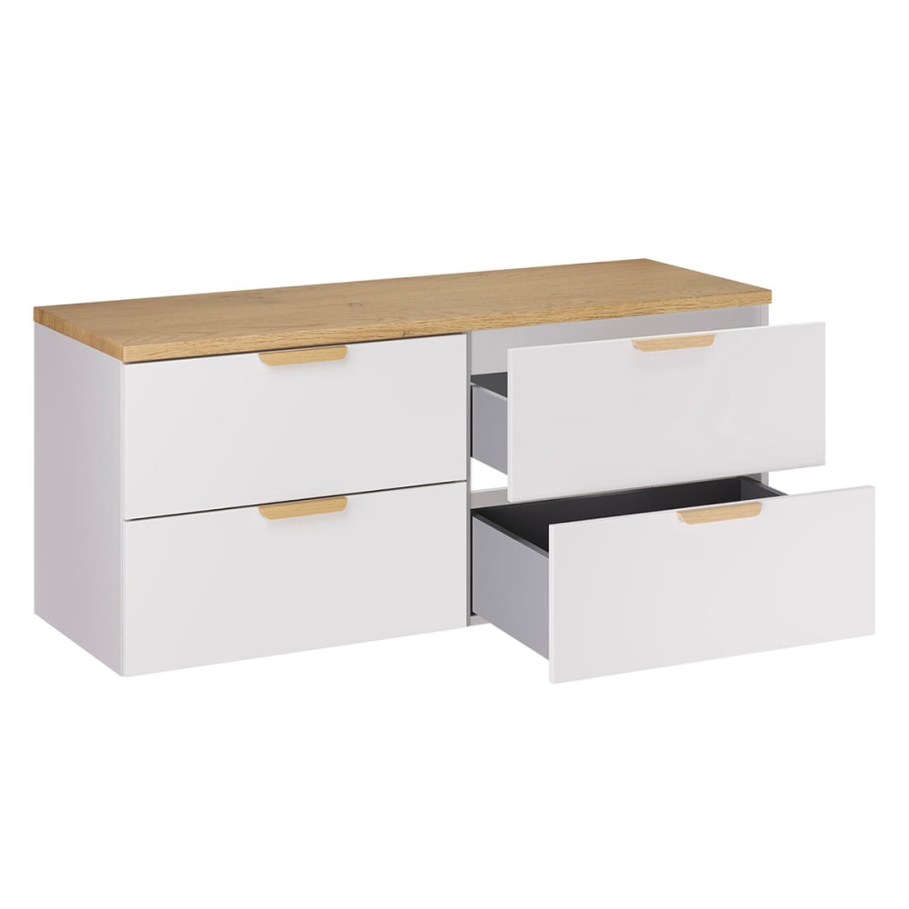 Waschtischunterschrank 120cm Laminierte Platten Weiß - Maisons Du