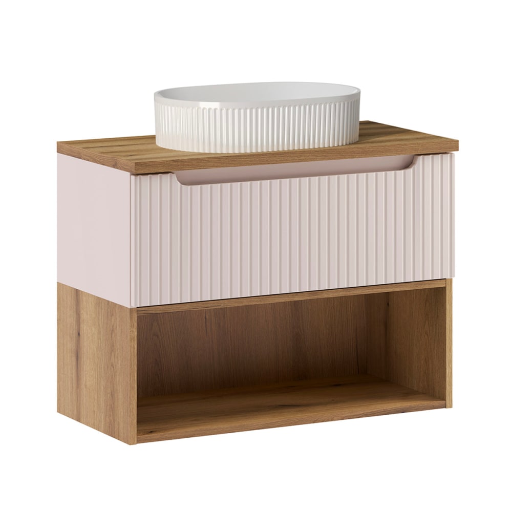 Petits meubles Einzelwaschtisch 80cm und Holz Laminierte Platten Kaschmir Beige Spanplatte