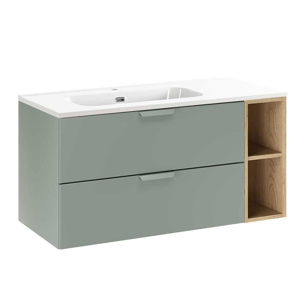 Meuble vasque encastrée gauche stratifiés vert