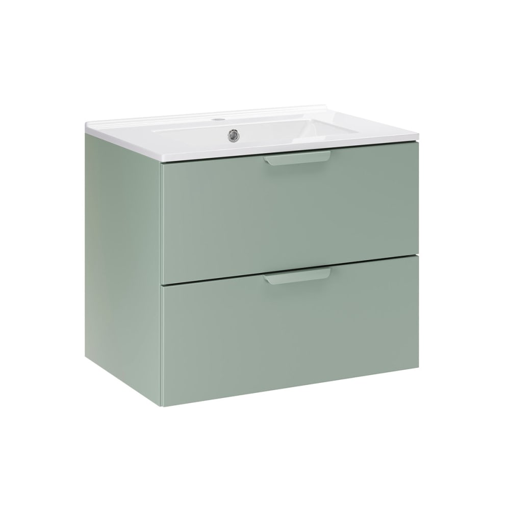 Petits meubles Einzelner Unterbauwaschtisch 60cm matt Laminierte Platten Grün Grün Spanplatte