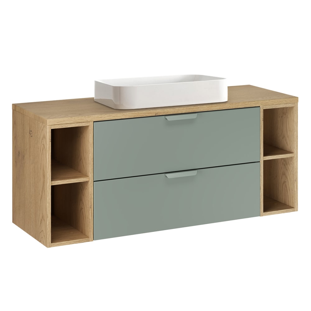 Meuble vasque 4 niches stratifiés vert