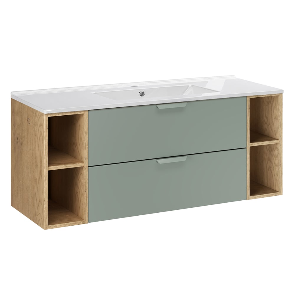 Meuble vasque encastrée 4 niches stratifiés vert